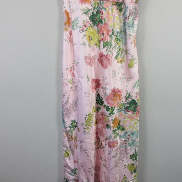 Petal + Pup Anabelle Halter Midi Dress M Pink Floral Satin Wedding Guest 312 - Picture 9 of 14